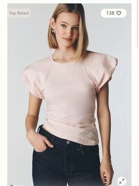 Maeve Cloud Flutter-Sleeve T-Shirt - Peach - NWT